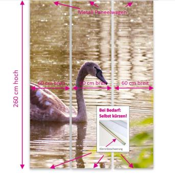 Flächenvorhang Jungschwan 3er Set, Schiebegardine, Schiebegardinen, blickdicht, Flächenvorhang blickdicht, Schiebevorhang,